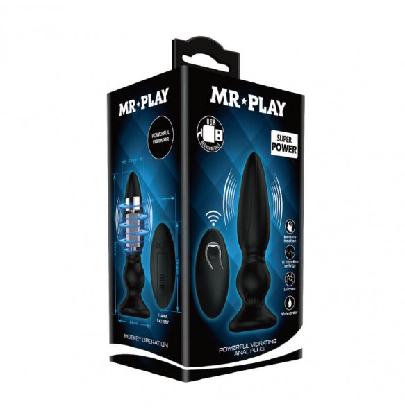 MR PLAY - Remote-Controlled Vibrating Anal Plug l (Chargeable - Black)